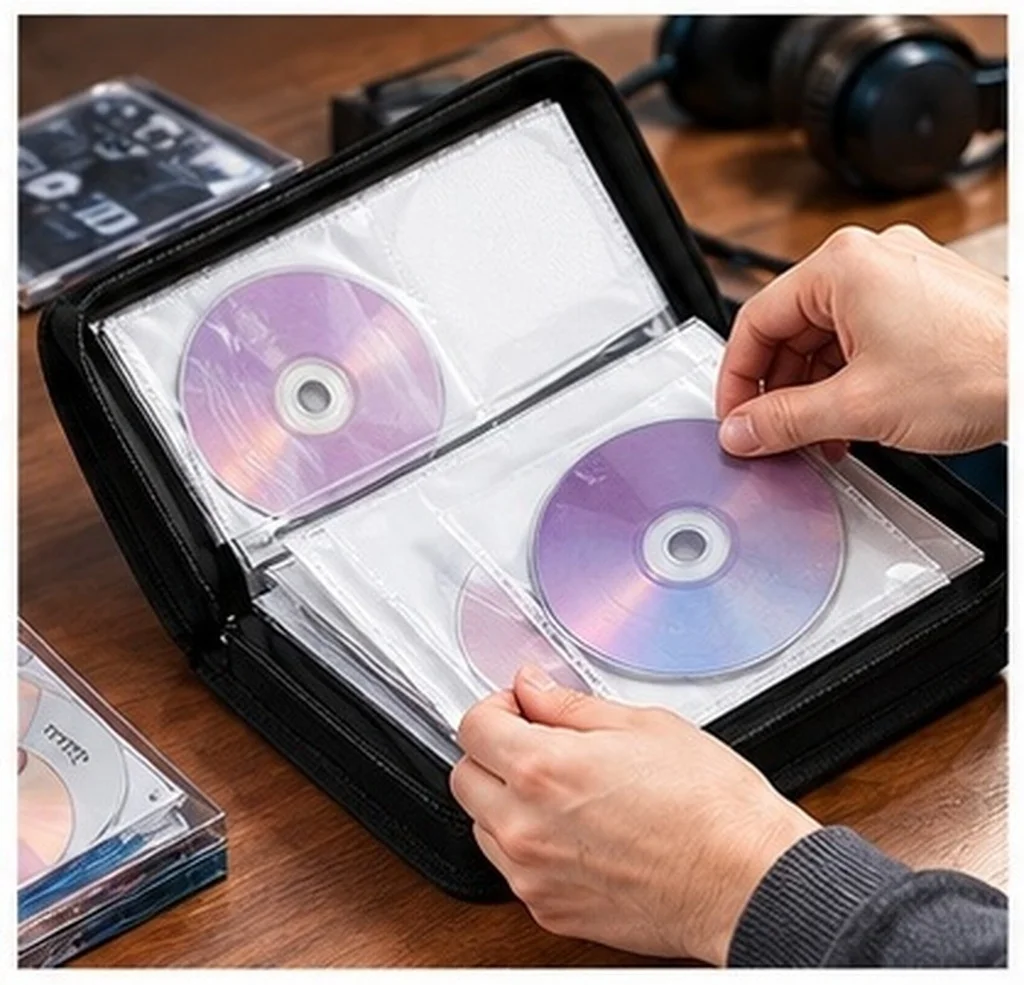 240-CD DVD Storage Case with Handle – Dustproof Portable Organizer Bag in Oxford Cloth PU