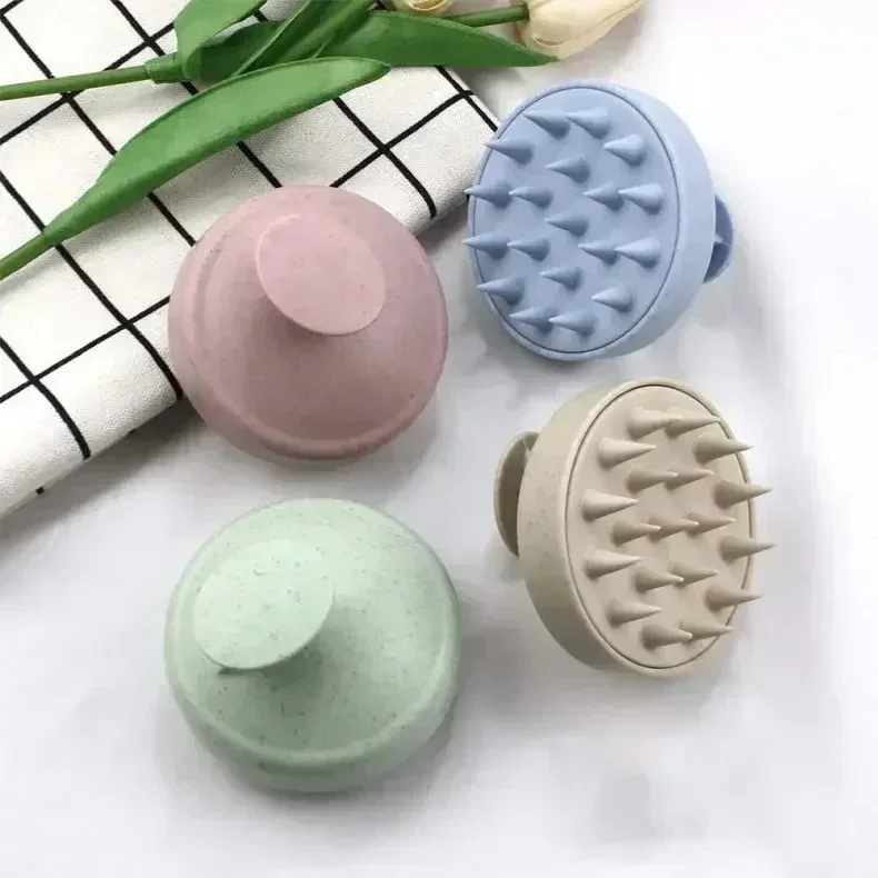 Silicone Hair Wash Brush Wheat Straw Silicone Hair Wash Brush Head Brush Scalp Stop Itch Scratching Comb Hairdressing Set