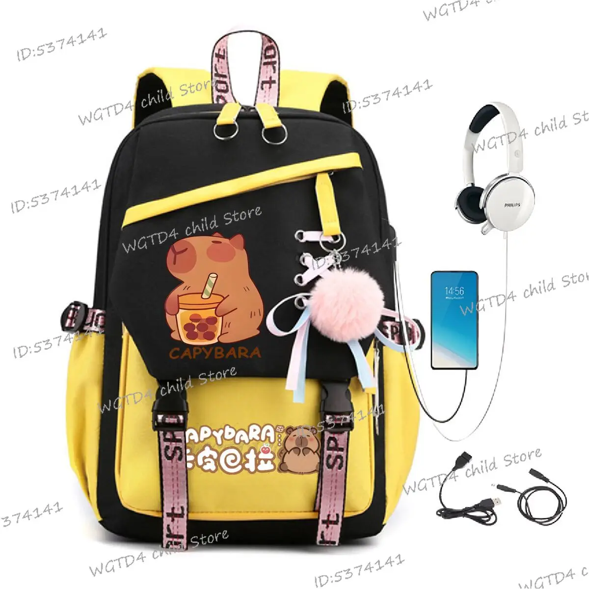 

Capybara Cartoon School Bags for Teenage Girls Boys High Quality Fashion Daily Bagpack Boba Tea Capybara Lover School Backpacks