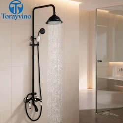 Torayvino Black Bathroom Shower System Set Wall Mounted 8