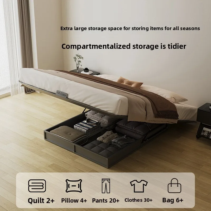 Carbon steel new suspension box storage bedside  0 glue 1.8 meters double small apartment frame