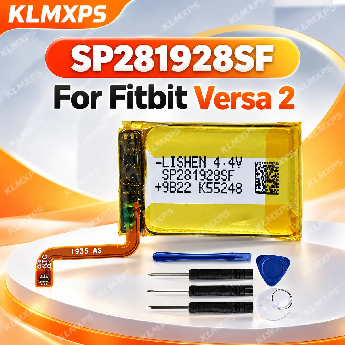 SP281928SF 165mAh Li-Polymer Battery Replacement with Repair Tools Included, Compatible with Fitbit Versa 2 FB507 Smart Watch