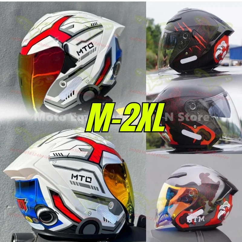 

Dual Lens Motorcycle Half Helmet Lightweight Scooter Retro Helmet Motorbike 3/4 Open Face Helmet for Men Women Casco Moto