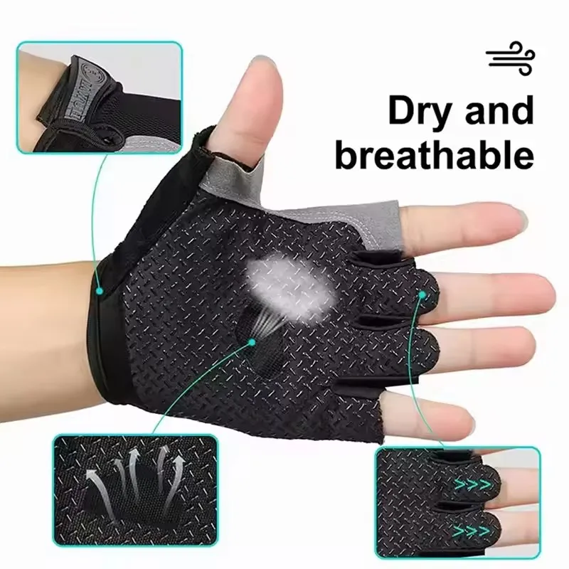 Sommer-Fitness-Halbfingerhandschuhe für Männer und Frauen Verbesserte Handfläche Rutschfest Stoßabsorbierend Atmungsaktive Outdoor-Radhandschuhe – Detail 3