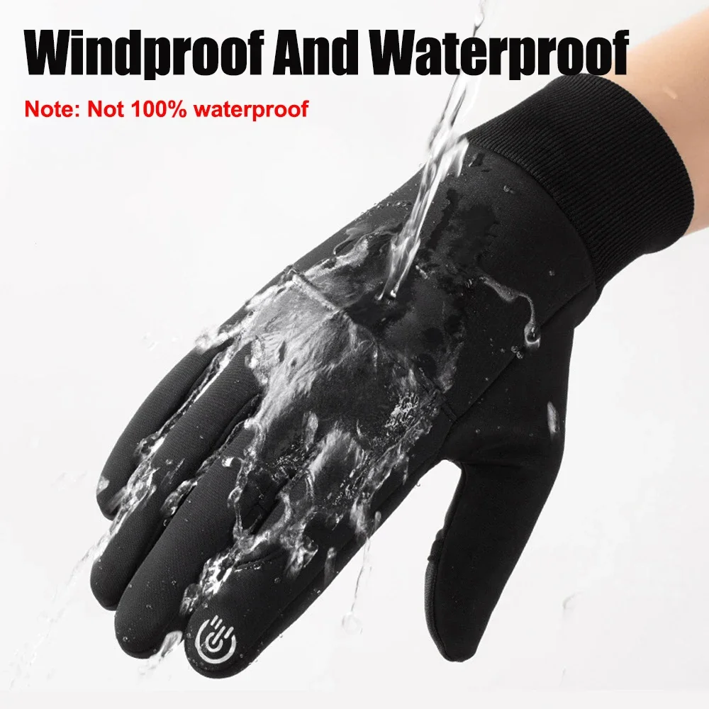 Waterproof Windproof Riding Gloves, Plush Warm Anti Slip Touch Screen Gloves Winter Flip Open Two Finger Gloves for Unisex