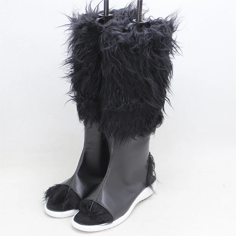 Anime Demon Slayer Hashibira Inosuke Scarpe Cosplay Stivali Maschio Adulto Carnevale di Halloween Stivali neri su misura