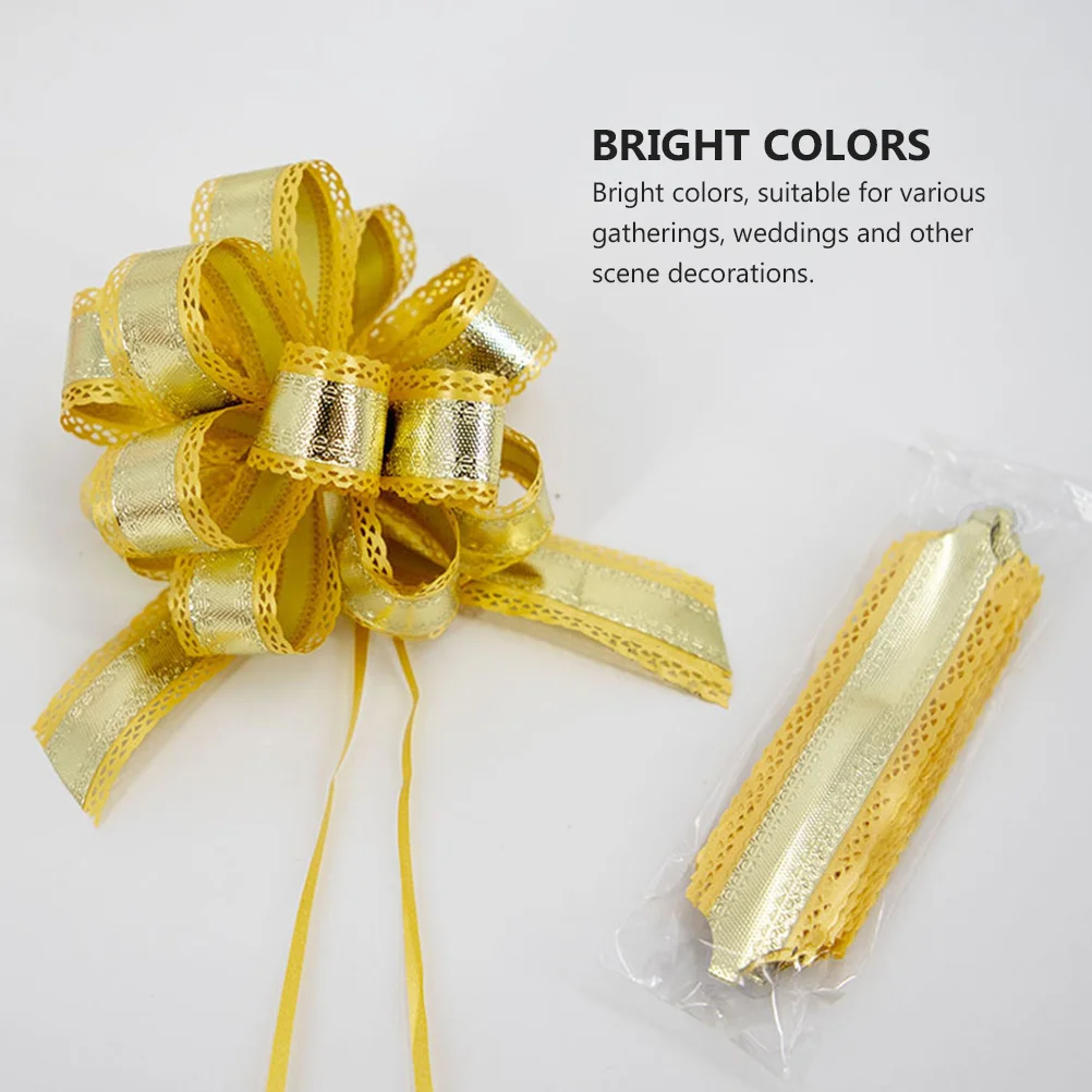 

5Pcs Wrap Pull Bow Fine Workmanship Plastic Decorative Flowers for Present Box Birthday Wedding Festival Decoration Supply