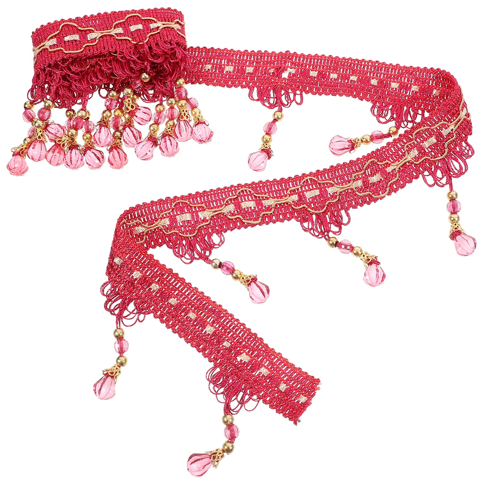 

1 Roll Curtain Fringe Trim Water Crystal Beads Tassel Rayon Fabric Decorative Trim for Sofa Bedding Sewing DIY Home Decoration