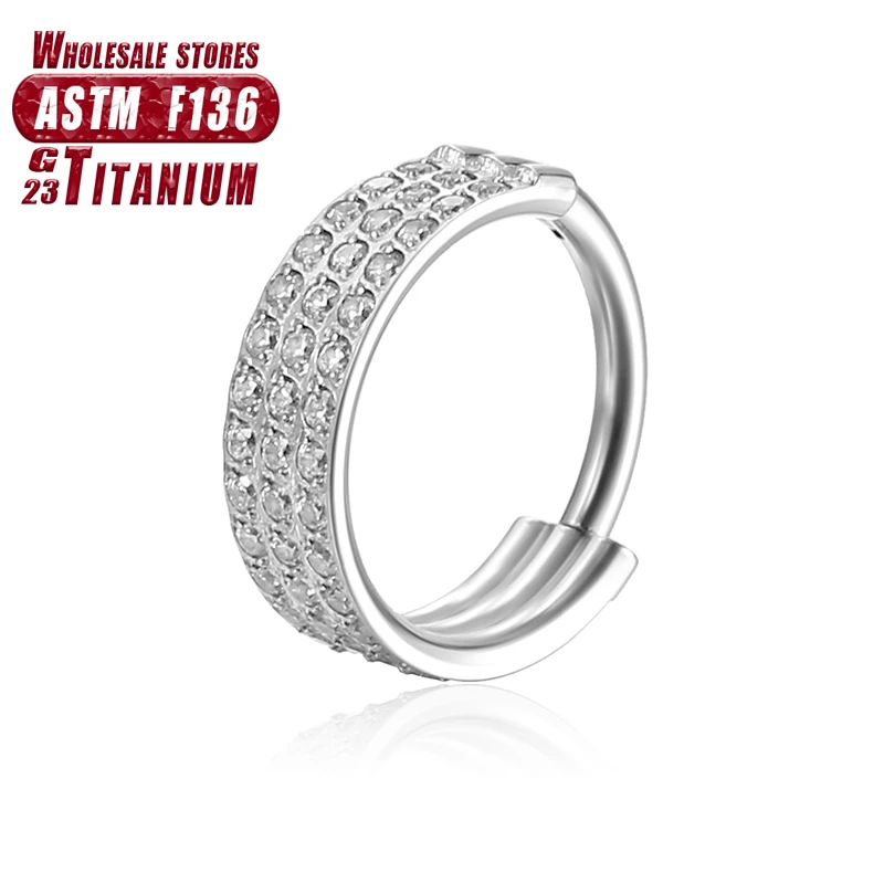 Women's Titanium ZC Nose Rings & Hinged Segment Earrings, Versatile