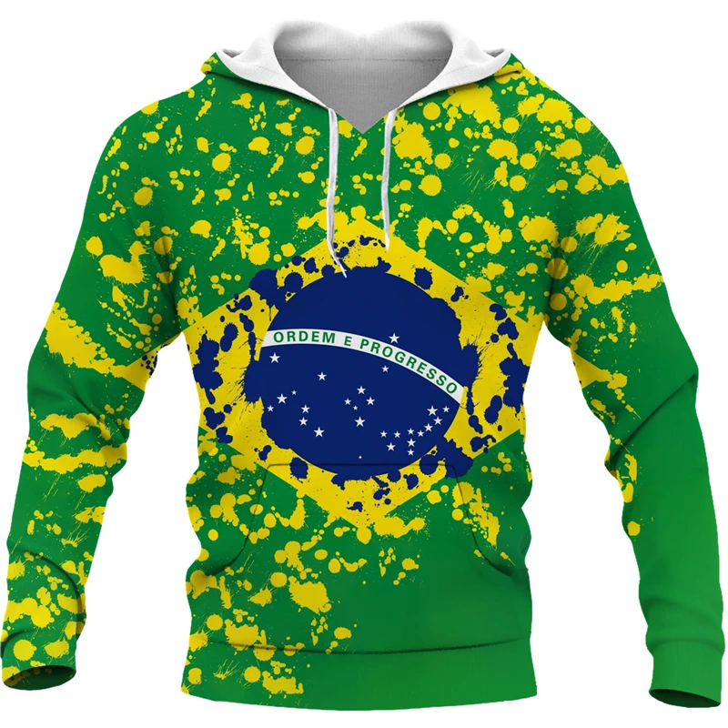 Brazil Flag Hip Hop Hoodies Men Women 3D Printed Sweatshirt Harajuku Style Hoodie 2024 Autumn Casual Pullover Jacket  Hoodie Top