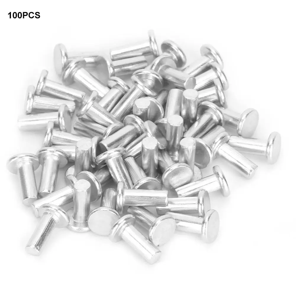 

100pcs Flat Head Solid Rivet GB867 M4 Aluminum Rivets Screws M4*10-16