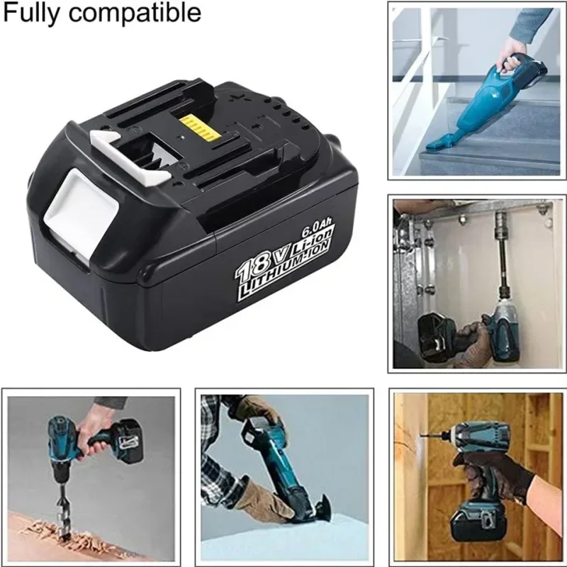 Original für Makita 18 V Akku, wiederaufladbarer Elektrowerkzeug-Akku mit LED-Lithium-Ionen-Ersatz LXT BL1860 BL1850 BL1830 6000 mAh