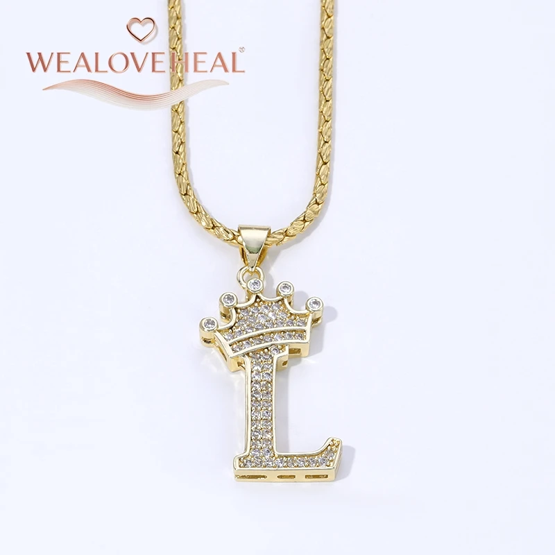18K Vergoldete A-Z Kronen-Initial-Halskette, Iced Out CZ 26 Buchstaben-Anhänger-Kette, Personalisierter Hip-Hop-Schmuck Geschenk für Ihn und Sie – Detail 30