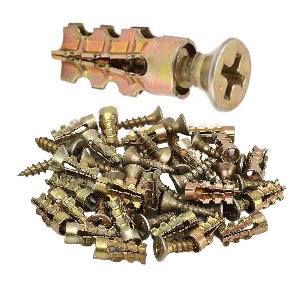 100pcs 6x14mm Short Expansion Screw Set For Cabinet Hinge Repair Stripped Thread Restoration In Wood Concrete Drywall