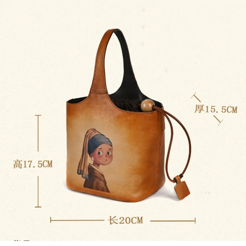 MOTAORA Vintage Cow Leather Drawstring Bags For Women Handmade 3 Color Wiping Bucket Bag 2024 New Female Designer Luxury Handbag