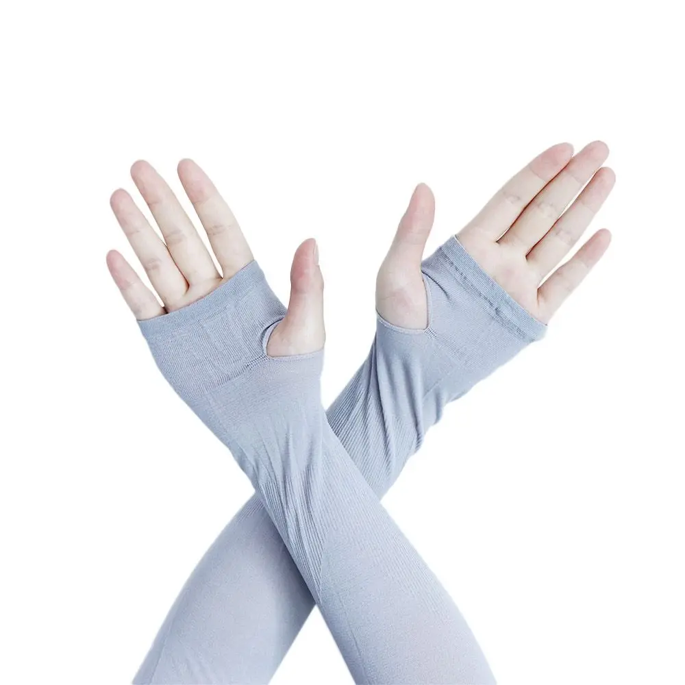 ยาวแขนน้ําแข็งถุงมือขี่จักรยาน Sun UV Protection Hand Cover Half Finger Sleeves ผู้หญิงครีมกันแดดแขน Sun Protection ถุงมือ