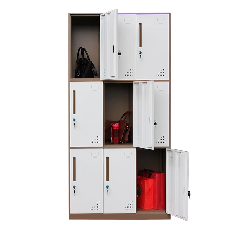 9 door  locker iron staff uniform work locker cabinet   metal loker cupboard cabinet steel storage locker