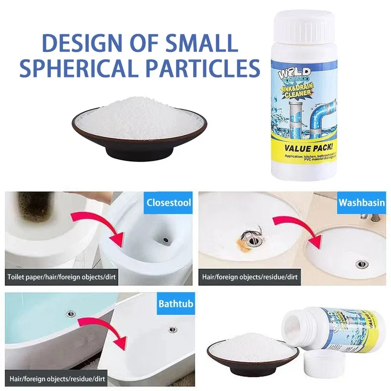 110g Powerful Kitchen Pipe Dredging Agent Toilet Sink Drain Cleaner Deodorant Sewer Fast Foaming Kitchen Pipes Cleaning Tools view 5