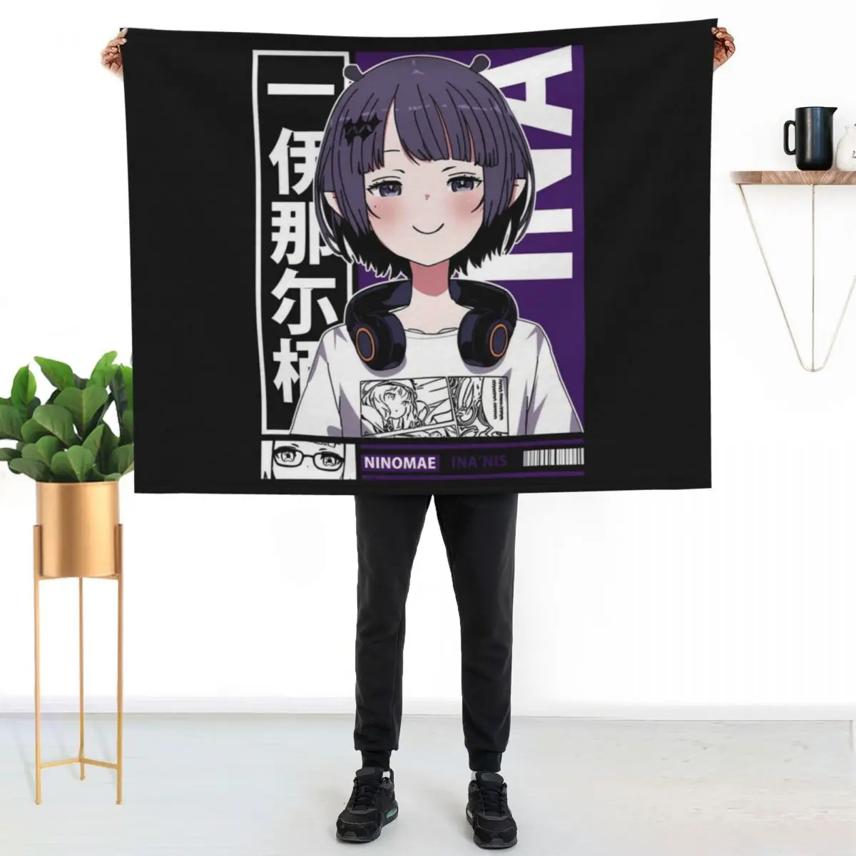 

Ninomae Inanis Ina Smug Throw Blanket Cozy Napping Blanket Gift for Mom Dad