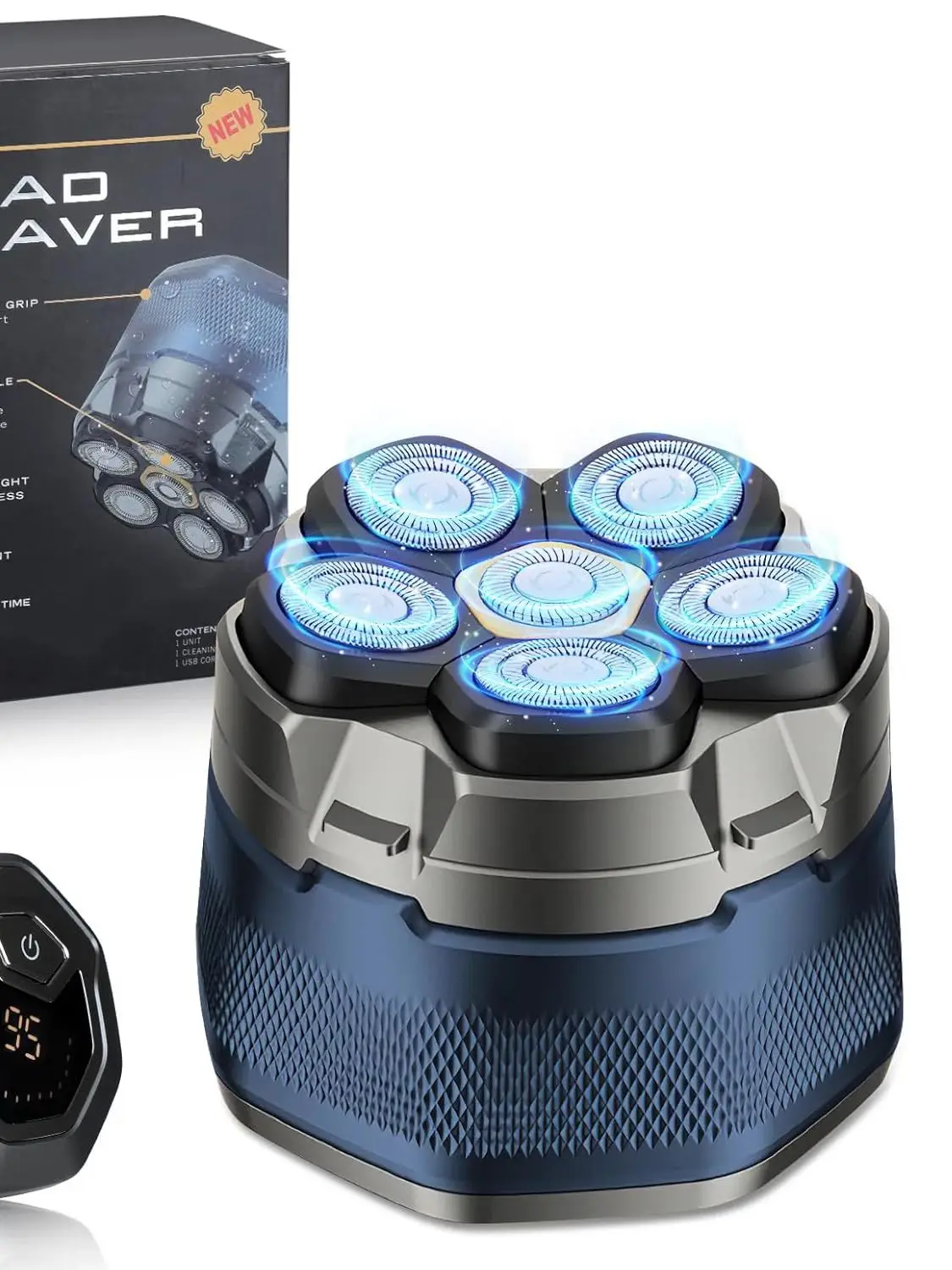 Tinsol titane électrique tête rasoir pour hommes chauve 6D magnétique rasoir tondeuse à cheveux LED Rechargeable étanche visage coupe de cheveux