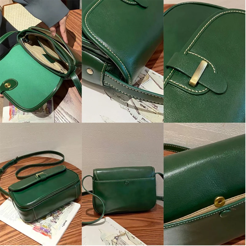 

Authentic Cowhide Leather Women's Small Square Purses And Handbag For Ladies Soft Cow Crossbody Luxury Female Messenger Bag
