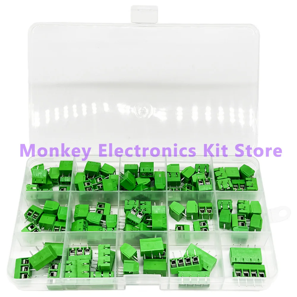 100 STKS KF301-2P 3 P 4 P PCB Kit terminal 5.08 MM post splicing plug-in groene Kit