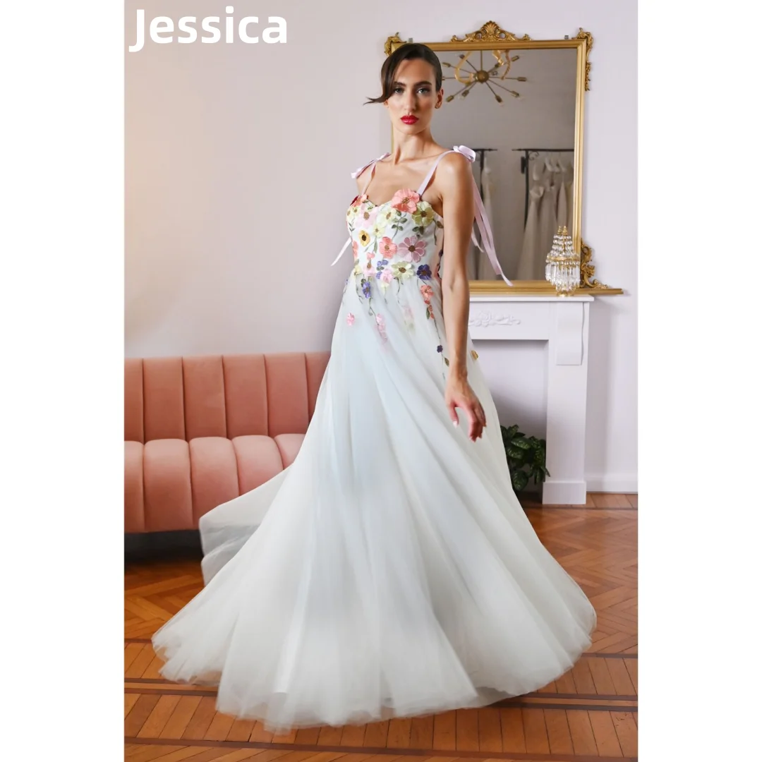 

Jessica Princess Prom Dresses Flowers White Bride Wedding Evening Dresses Wedding Dress Formal Party Dresses Vestidos De Noche