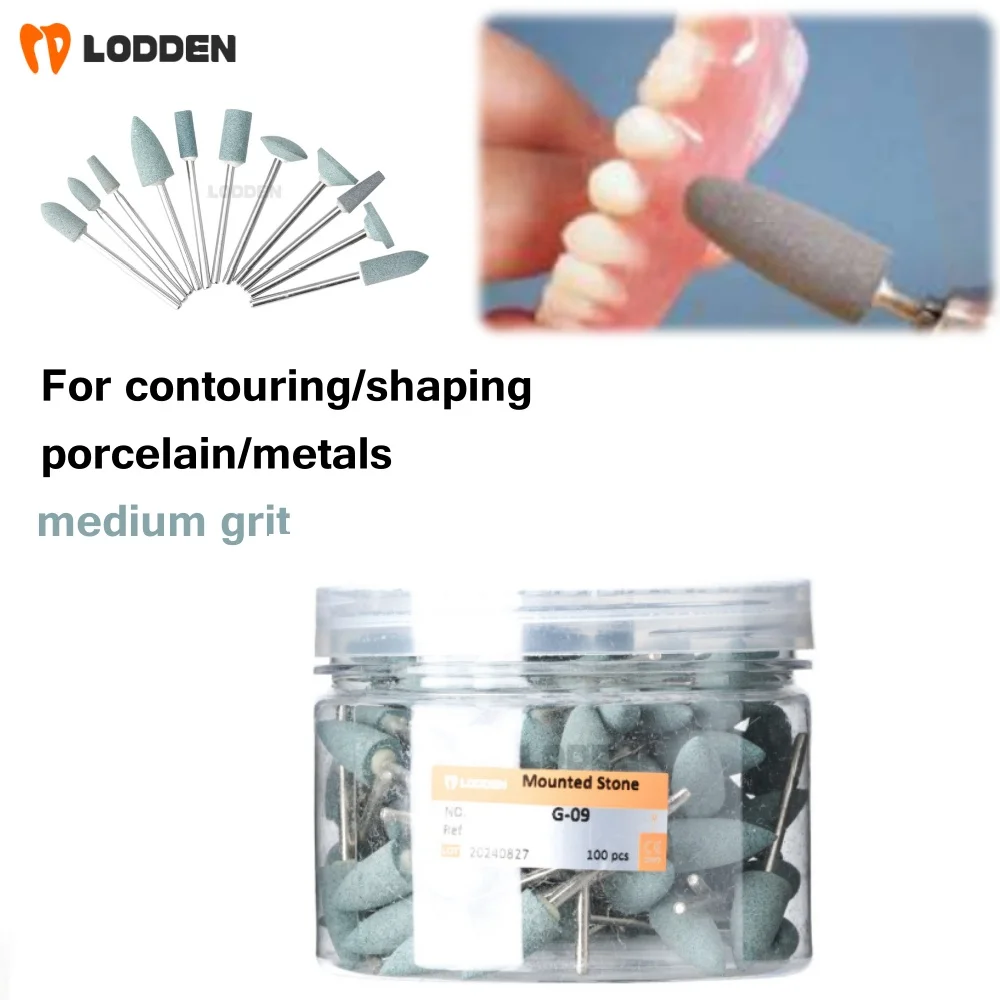 

50/100pcs Mounted Stones Grinders Contours Geramic Green Stones HP Grind Polisher Green 2.35mm Polishing Stone Drills