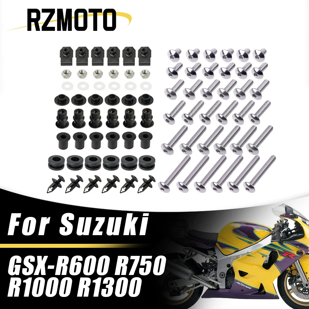 

Motorcycle Fairing Bolt Kit Fastener Clips Screw For Suzuki GSX-R600 R750 2001-2020 R1000 2001-2008 R1300 1999-2018 Silver