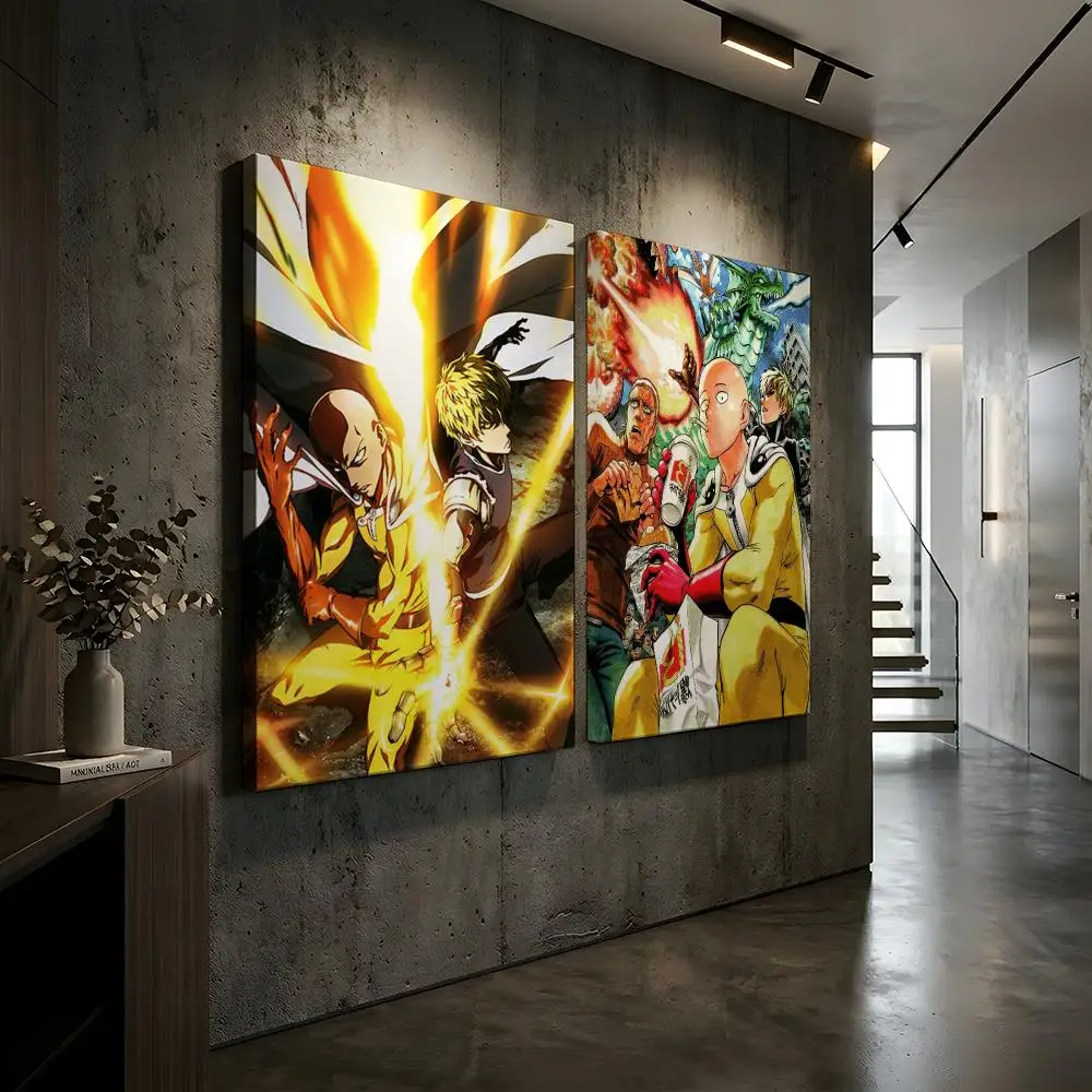 O-One P-Punch Man Anime Framed Wall Painting Canvas Wall Art Inner Frame Waterproof Home Decor For Living Room