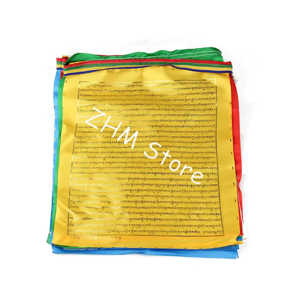 Tibetan White canopy Fomu heart mantra prayer flag silk five colors Print 6.5 Meters 20 pcs/string Religious Flags Scriptures
