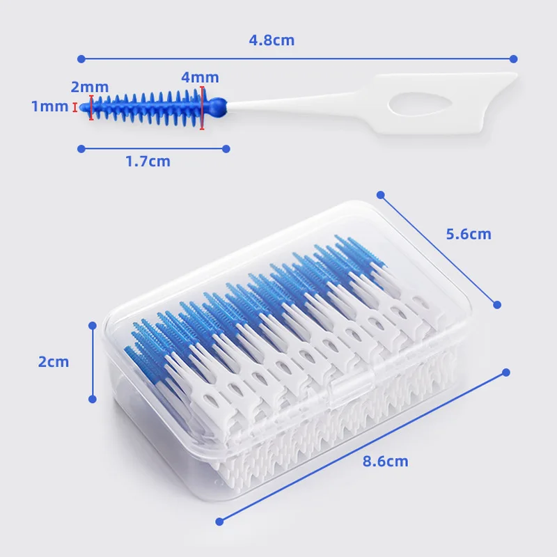 Interdental Silicone Brushes 200 Units Dental Toothpicks Brush Between Teeth Silicone Toothpicks With Thread Oral Cleaning Tools