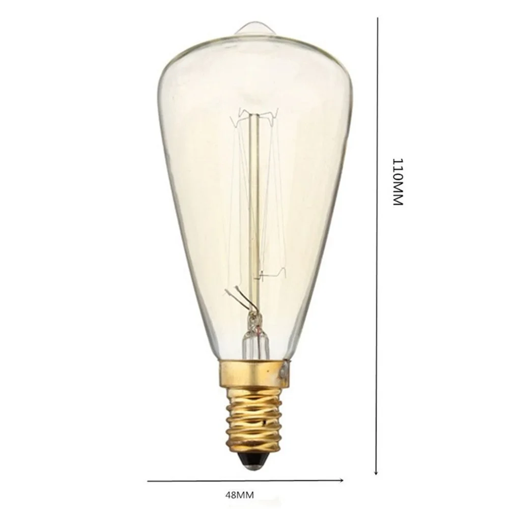 لمبة مصباح اديسون الاستنساخ 40 وات E14 ST48 عكس الضوء المتوهجة خمر اديسون ضوء لمبة 40 واط أبيض دافئ 220-240 فولت #5