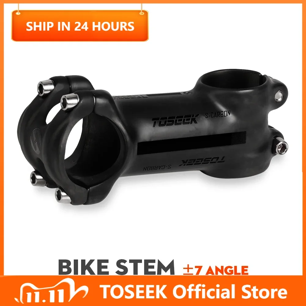 TOSEEK Ultralight Bicycle Handlebar Stem 7 Degree Mtb Stem Carbon Full Coverage Power Mtb 31.8mm Bike Stem Riser Bicycle Parts