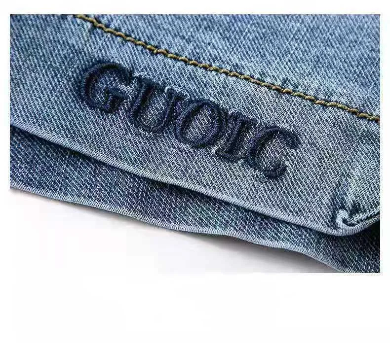 2024 Zomer Nieuwe Hoge Taille Denim Shorts Dames Koreaanse Editie Grote Maat Slanke Elastische Wijde Pijpen Broek Geborduurde Hotpants Voor