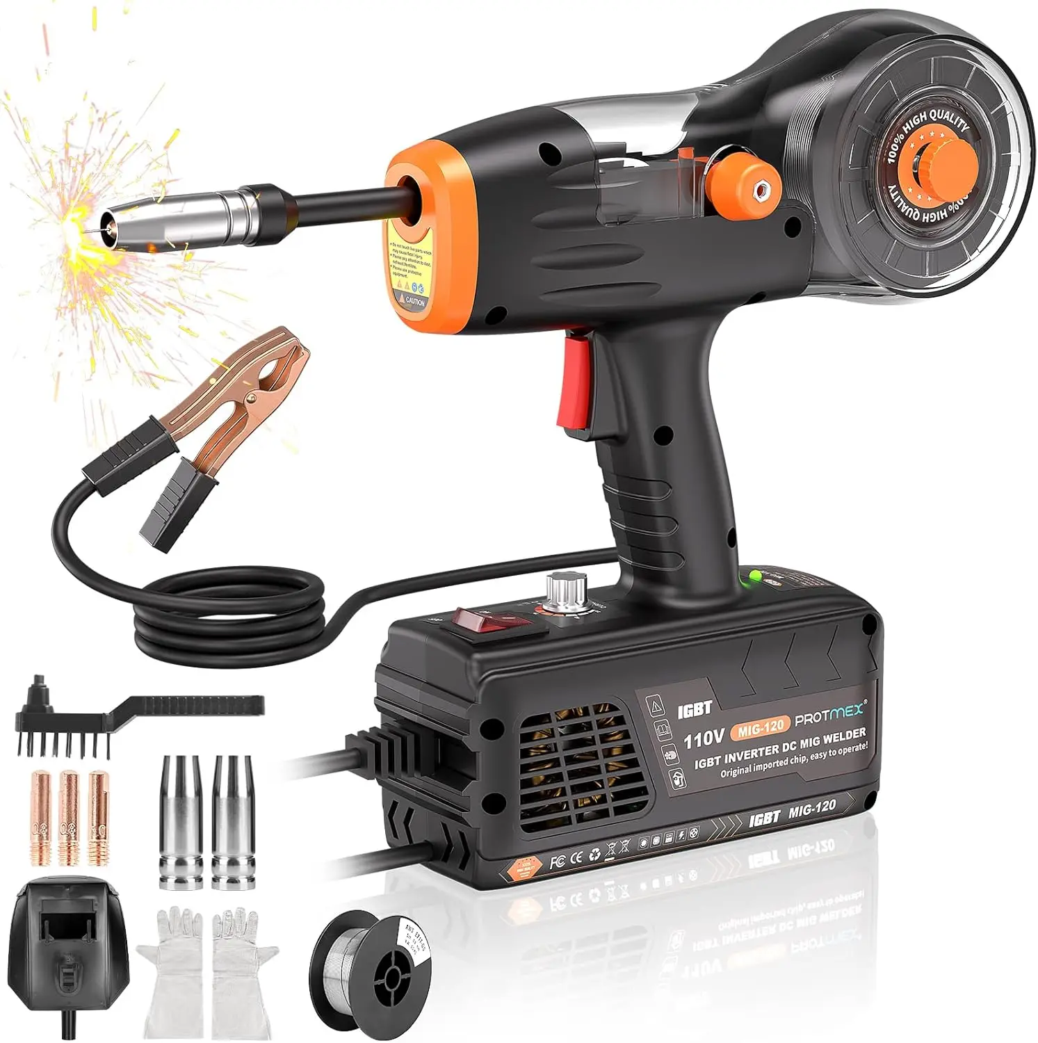 

Handheld Flux Core Mig Welder 110V Portable Gasless Inverter Wire Feed Welding Equipment Supports 0.8 To 1.0mm Welding Wire