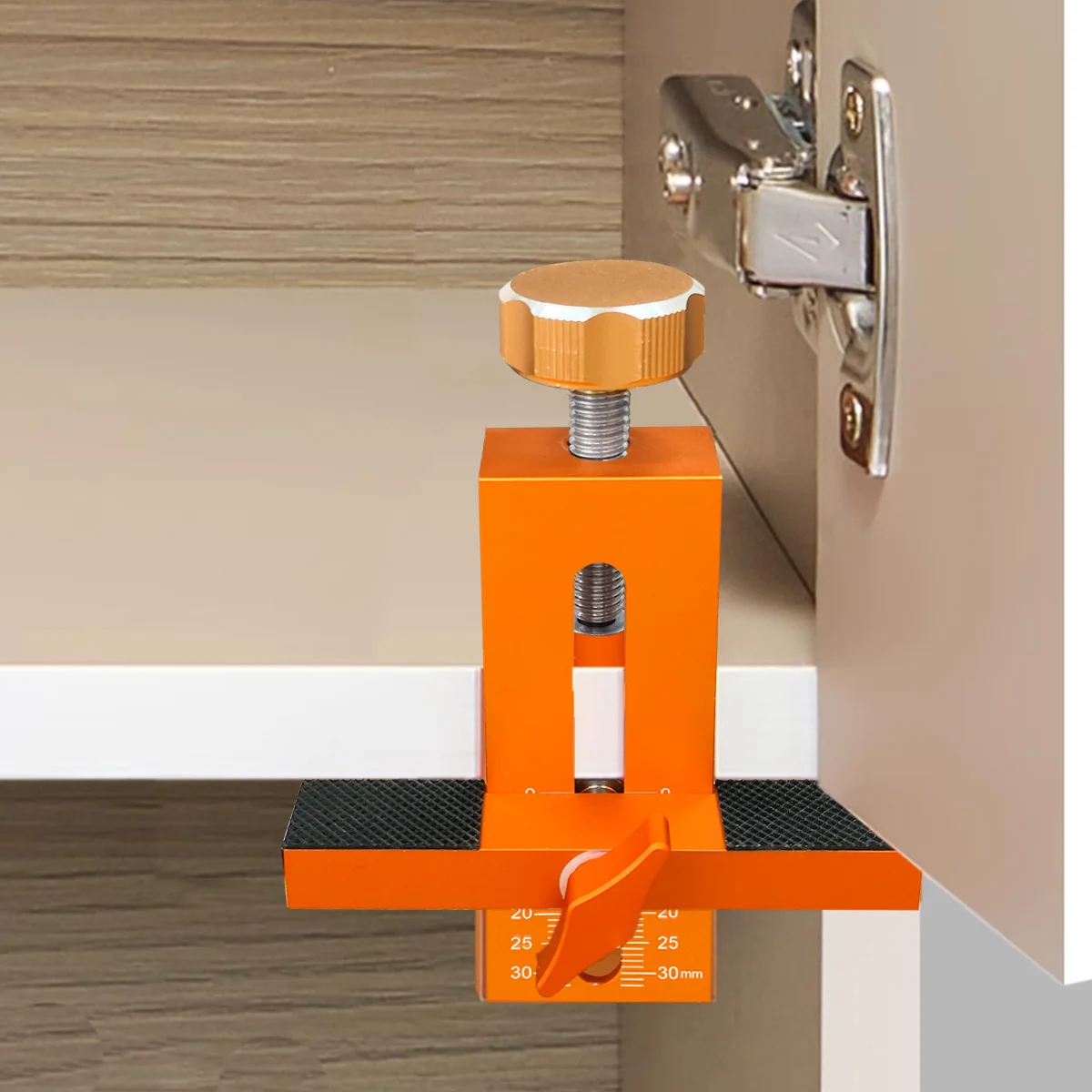 أداة تثبيت باب خزانة النجارة، أداة مساعدة لتحديد المواقع السريعة لباب خزانة الخزانة، نطاق تثبيت معدني قابل للتعديل 7-40 مم #5