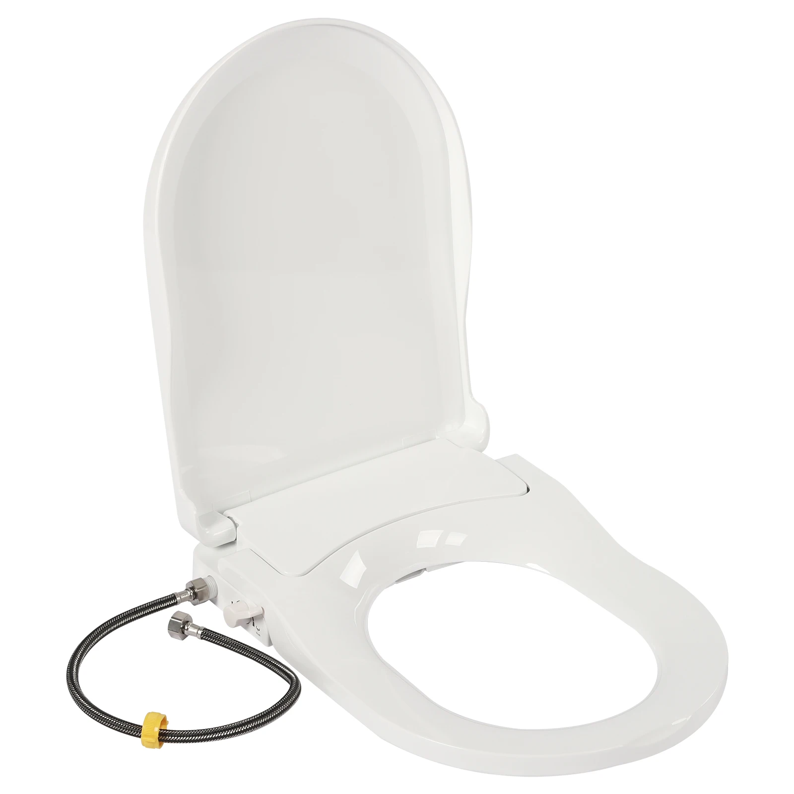 Siège de toilette bidet non électrique avec 2 buses, couvercle de toilette à chasse intelligente, 3 trous de chasse, installation facile