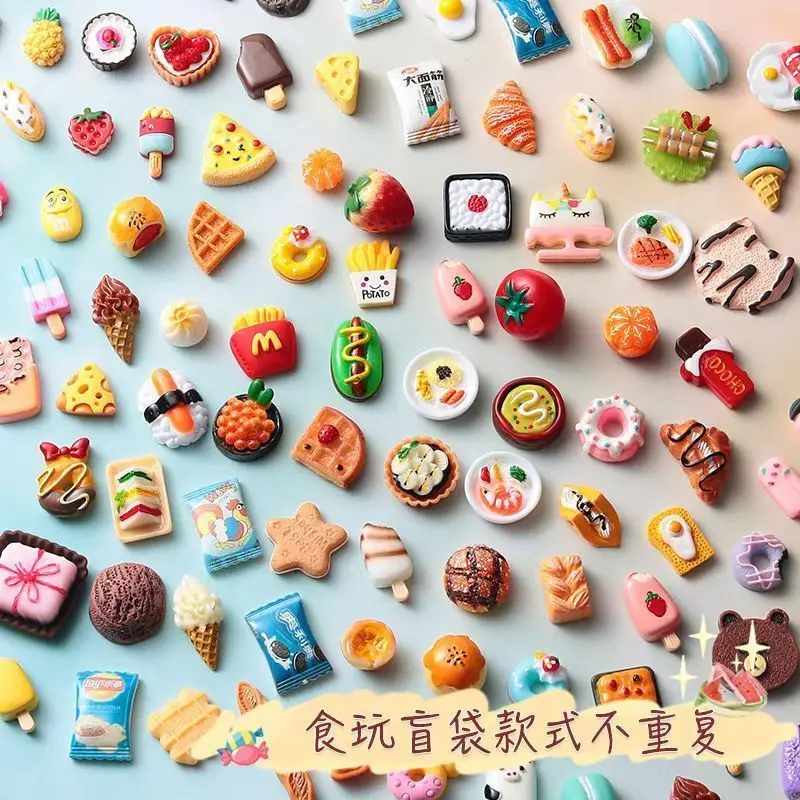 DIY Miniature Food Resin Models, Mini Food Mystery Bag Ornaments, Tiny Bottles, Mini Pretend Play Toys for Kids