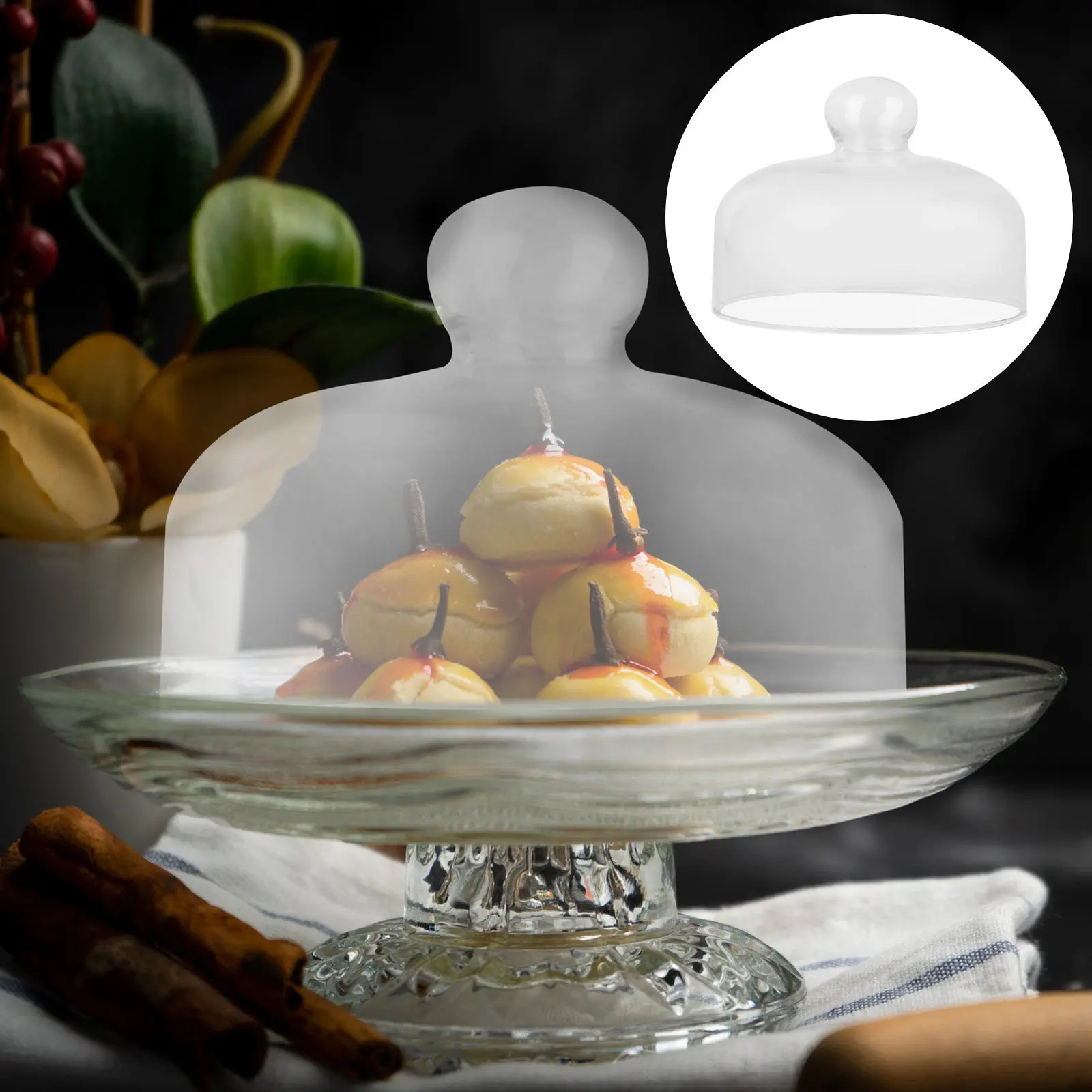 

1Pcs Transparent Glass Cake Cover Dome for Cakes Cupcakes Salads Desserts Storage Display Lead-Free Safe Food Protector Cake