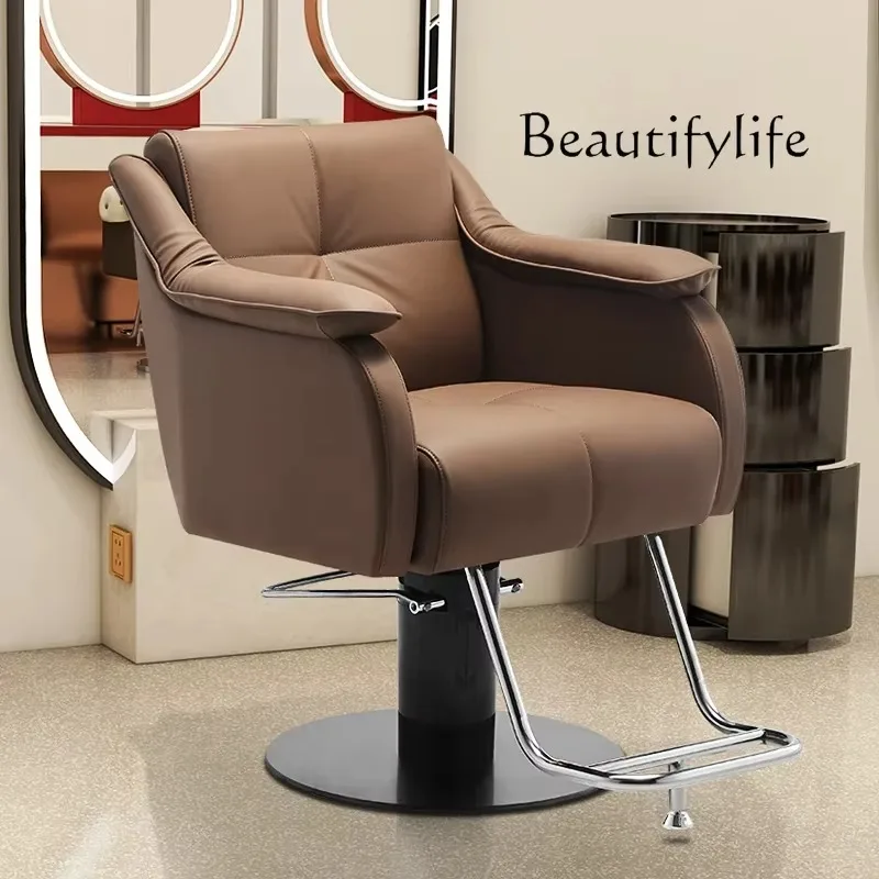 E Simple Professional Barber Chair Classic Luxury Ergonomic Barber Equipment Barber Chair Retro Morden Stuhl Commercial Furnitur