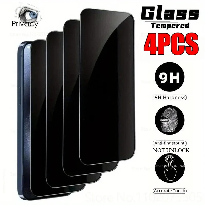 4Pcs Anti-Scratch Anti-Spy Tempered Glass for Samsung S22/SS21/S20 Ultra Privacy Protector Film S25 Plus S24FE Easy Installation
