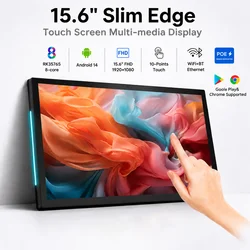 15.6 Inch FHD Touch Smart Home Wall Mount Tablet Android 14 RK3576S 8-Core 4G+64G POE Display with Double Side LED Light Bars