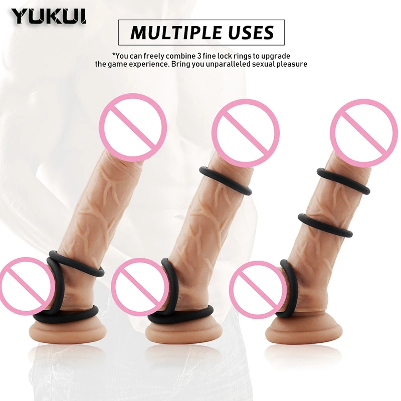 3 Pcs Cock Ring Sex Toys For Men Delay Ejaculation Lasting Durable Silicone Penis Rings Enlarge Enhance Erection Adult Supplies