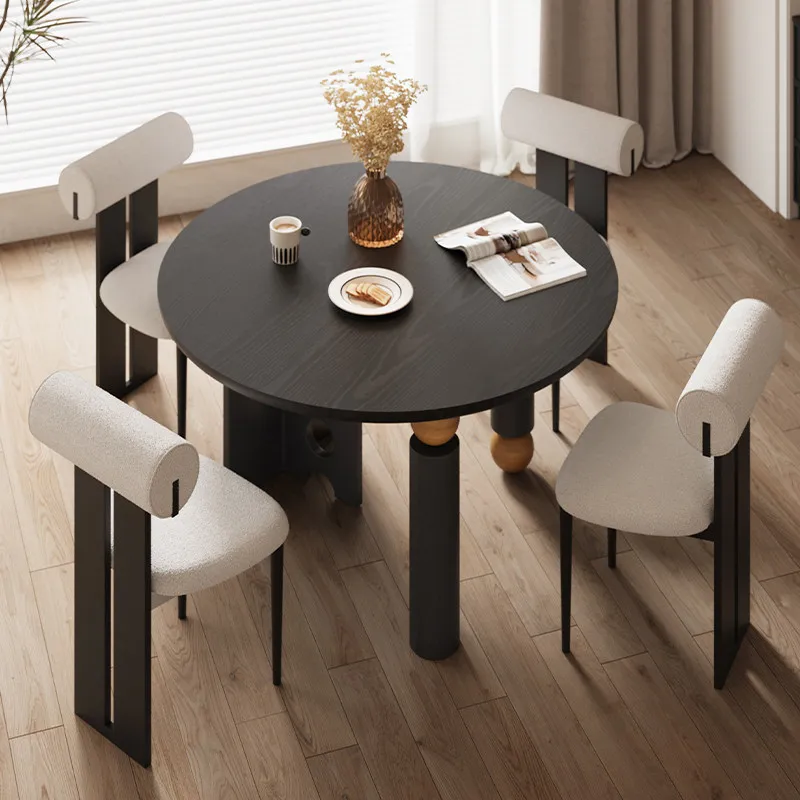 LMM solid wood round dining table desk integrated dual-purpose modern simplicity light luxury high sense