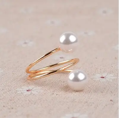 2024 New Gold Color Big Ring Fashion Elegant Simulated Pearl Opening Rings Women Jewelry Gift  Wholesale