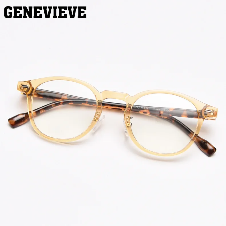 GENEVIEVE Minimalist Retro Geometric Round Design Blue Light Protection Photochromic Reading Glasses Customizable Prescription