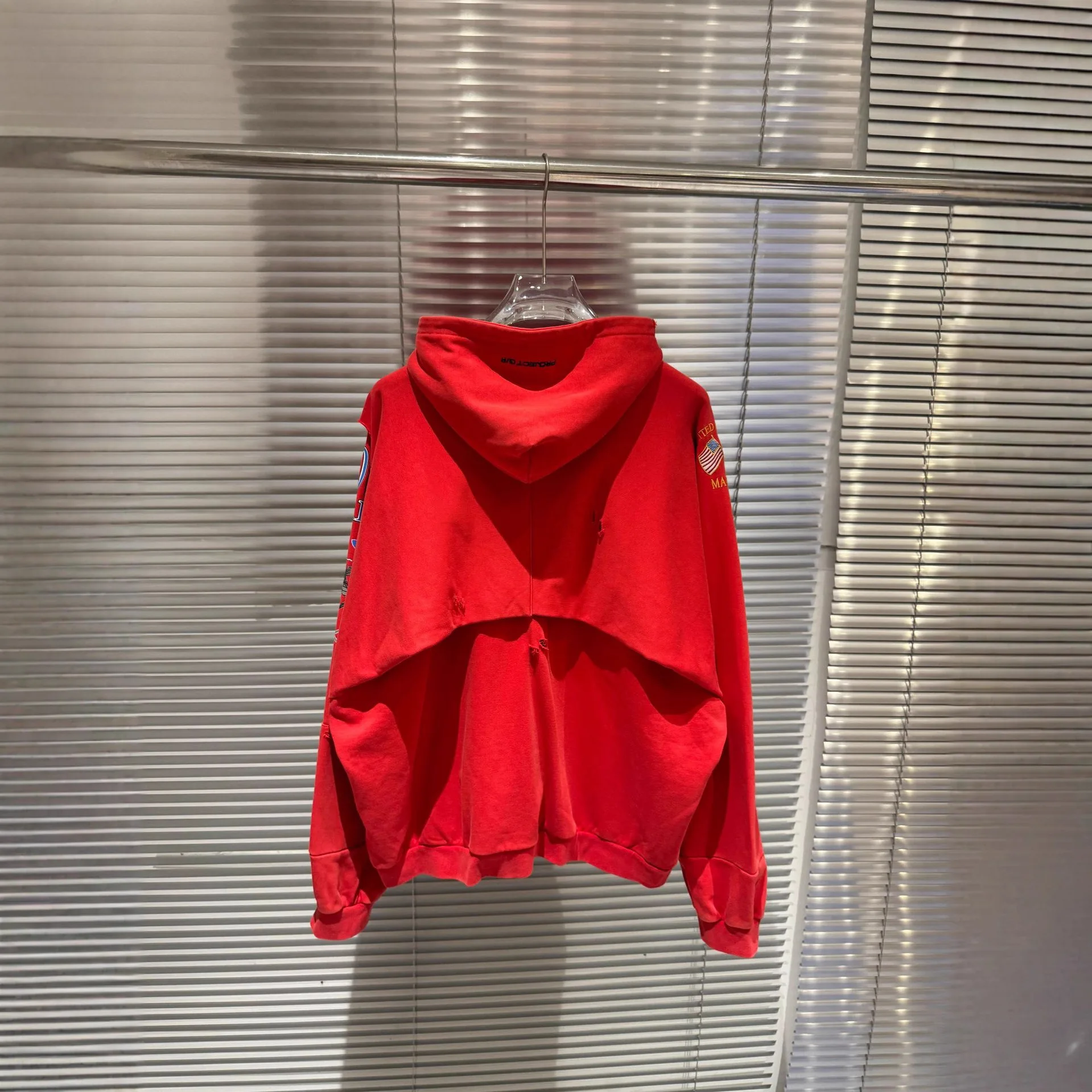 Red 25SS Project G/R 2026 High Street Autumn Winter Patchwork Ripped Zipper Hoodie Jacket Embroidered Hoodie Pullover