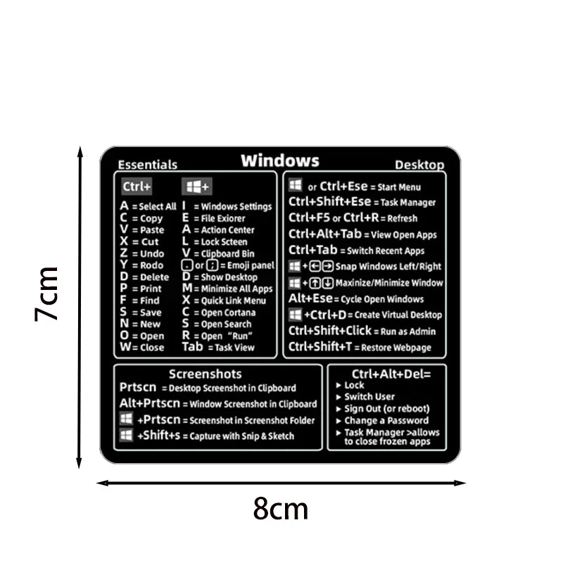 Windows Shortcut Button Sticker - Save Time and Boost Productivity Graphic Self-Adhesive, Semi-Glossy, PVC Material