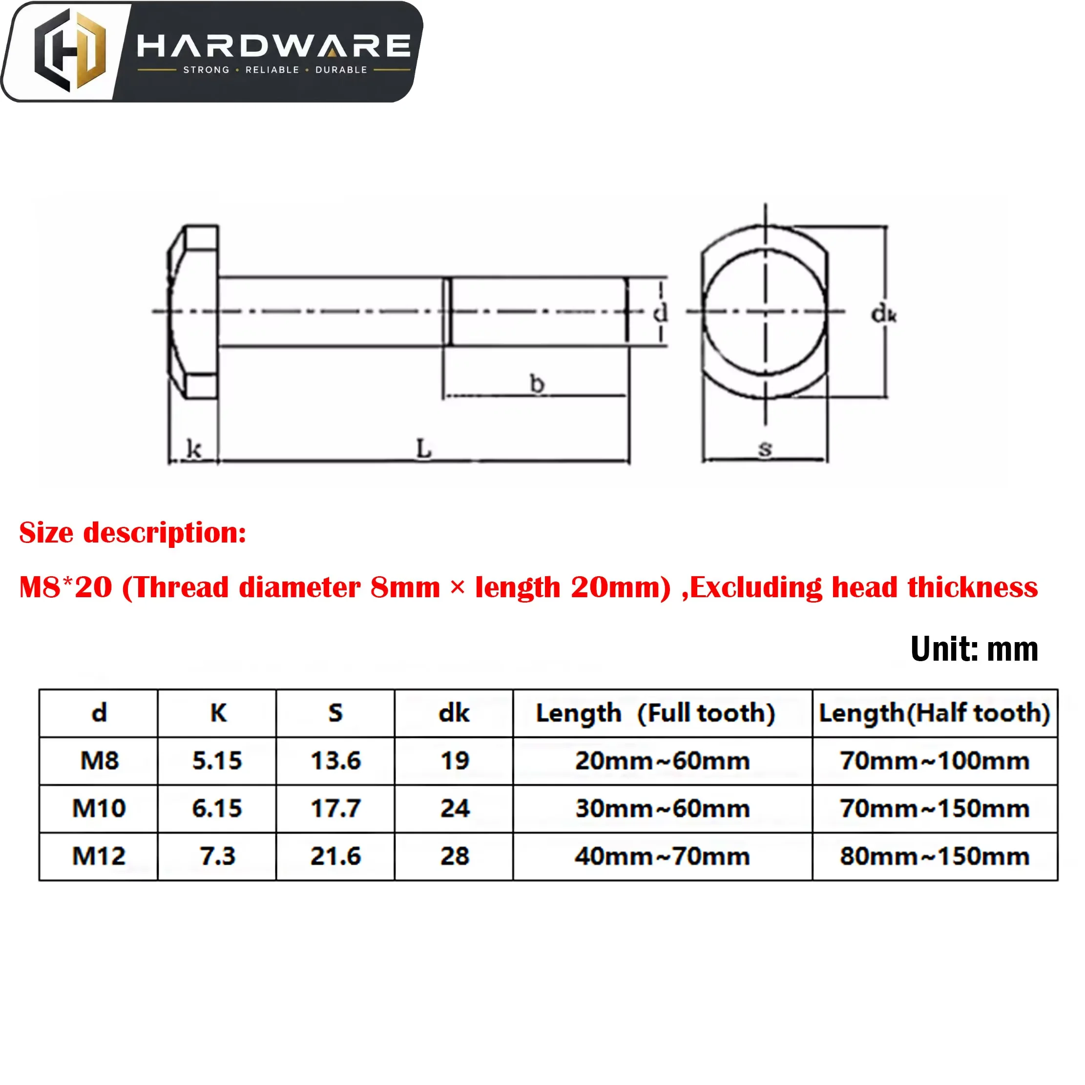 Grade 8.8 Carbon Steel M8 M10 M12 Bolts For T-slot Nut Gb37 T Shape T Hammer Bolt Rectangle Machine Screws Chute T-bolt